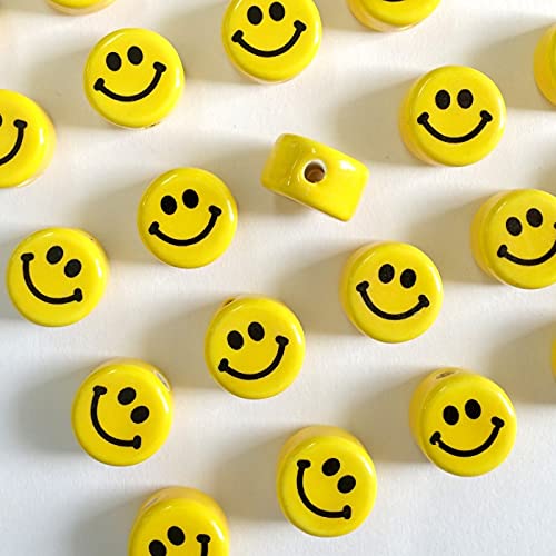 Amazon | Craft Tamago 【10個】ニコちゃん 陶器製ビーズ 縦穴 15*9mm