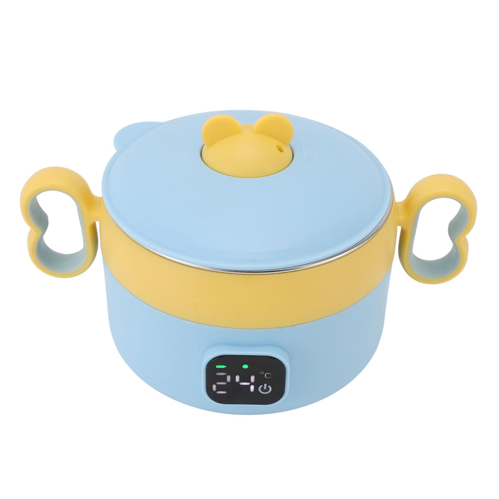 Lunch Box Elettrico Portatile per Bambini, Scaldavivande Senza Fili Acciaio Inossidabile Temperatura Costante Automatica Ricaricabile Tramite USB per Ufficio, Viaggi, Cantiere,
