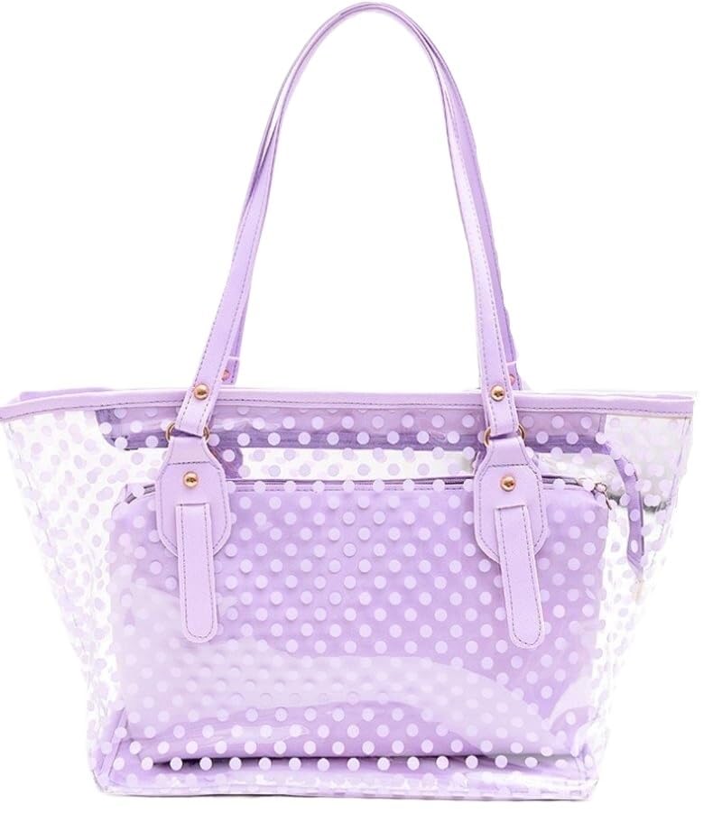 Bolso claro del bolso del totalizador de la playa,Bolso lindo del bolso del totalizador de la playa del claro del lunar del color del caramelo, Purple