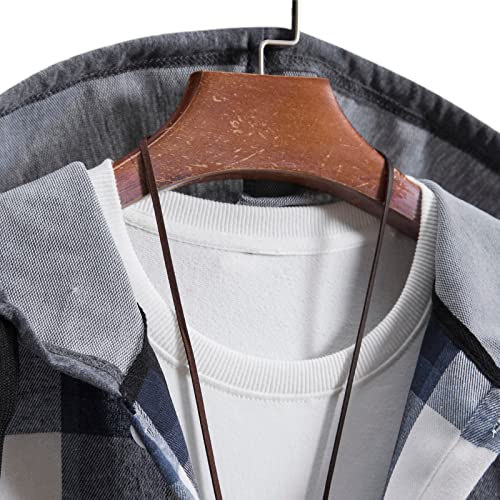 Mens Plaid Hooded Shirts Jacket Casual Lightweight Long Sleeve Fleece Spring Fall Warm Hiking Camping Shirt Coat3