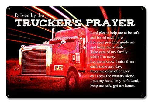 Metal Tin Signs Wall Decor Truckers Prayer Indoor Bar Poster Coffee Pub Home Shop Beer Man Cave 12 x 8 Inch