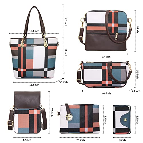 Image of OTMIPIML Purses and Handbags for Women Synthetic Leather Tote Crossbody Bags Satchel Purses Set 6pcs | Set