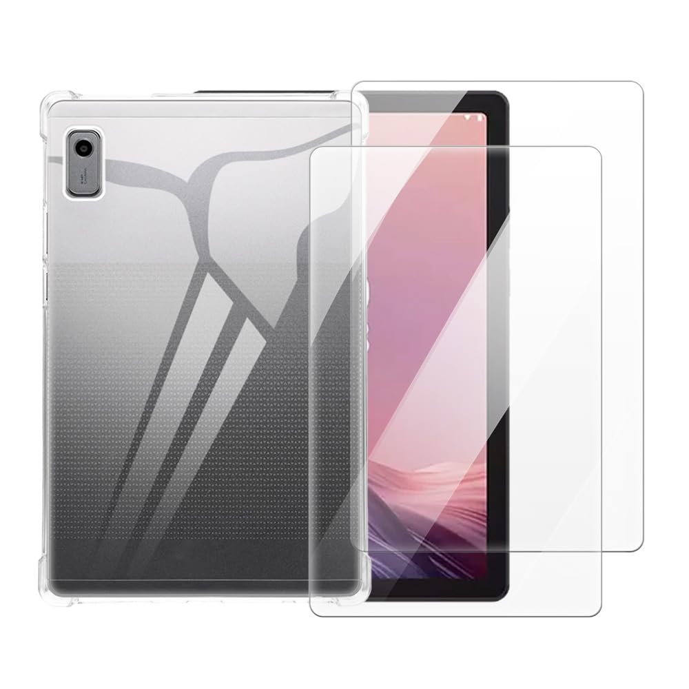 Funda para Lenovo Tab M9 con cristal templado de silicona transparente 8