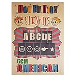 ステンシルシート アルファベット大文字＆数字セット AMERICAN (6cm)