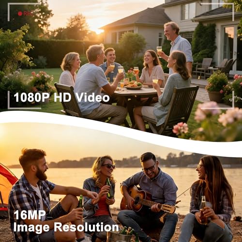 Camcorder Video Camera, 1080P 16MP DV Digital Camera, 2.4 Inch Recorder 270° Degrees, 16X Kids Vlogging Video Camer with Fill Light & 16GB SD Card for Travel Recording(Pink) - Image 3