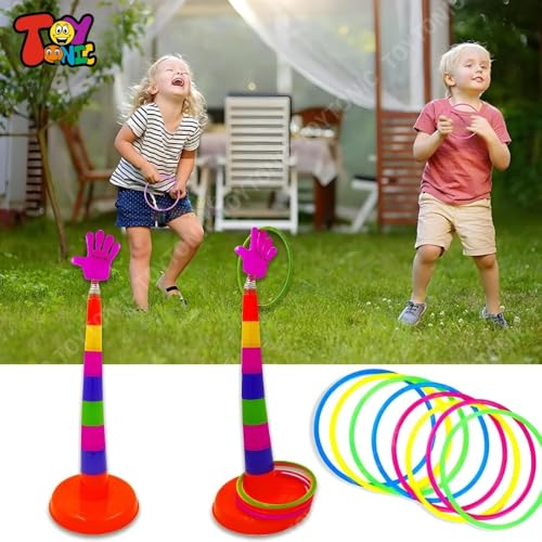 Image of TOYTONIC 2 in 1 Ring Toss Game for Kids - Fun Indoor Outdoor Toy for Boys & Girls Age 2-5 | Educational Toy for 3+ Year Old | Colour Recognition, Brain Development, Birthday Gift