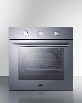 Summit 24" Gas Single Wall Oven, 2.3 Cu.ft Stainless Steel Exterior with Broil Bake and Convection Cooking Setting, Knob Control (Stainless Steel, Natural Gas)- SGW243SS
