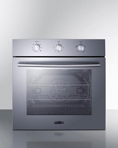 Summit 24" Gas Single Wall Oven, 2.3 Cu.ft Stainless Steel Exterior with Broil Bake and Convection Cooking Setting, Knob Control (Stainless Steel, Natural Gas)- SGW243SS