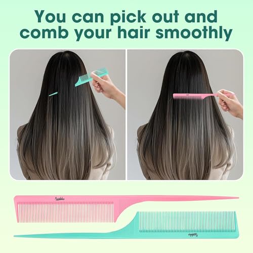 Kunihiko 3Pcs Rat Tail Comb 9Inch Peines para Mujeres miniatura 6