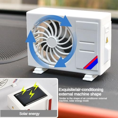 Image of Solar Air Conditioner Model Car Ornaments with Air Car Freshener Car Ornaments for Air Outlet Center Console Car Interior Decor Car Accessories (Gray + Gray [Lavender])