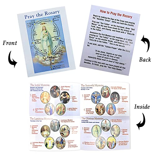 How To Pray The Rosary - Caderno de rosário, rosário de contas de vidro de ametista, cartão de oraçã