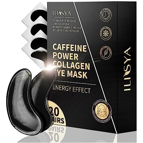 ROUSE Collagen Under Eye Patches with Caffeine Eye Treatment Mask for Dark Circles Eye Fatigue Puffiness Refreshing Revitalizing Skin Care Eye Gel Pads-20 Pairs Cover