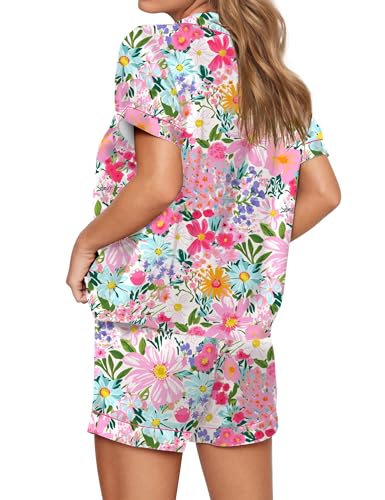 Image of SHESHOW Satin Pajamas for Women Set Preppy Animals Pjs Short Sleeve Shorts 2 Piece Loungewear Sets XS-XXL