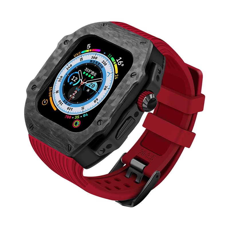 Kit fibre de carbone Apple Watch Ultra bracelet caoutchouc rechange pour iWatch 45mm 44mm