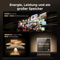 TCL P80 Pro 5G Smartphone 50MP OIS Kamera NXTPAPER Display 512GB Blau 50MP Kamera mit großem Sensor, 1.5K AMOLED- & NXTPAPER-Display, 512GB ROM, 24GB RAM, 5800mAh Akku (typ.), 45W Laden, Google Gemini – Ansicht 7