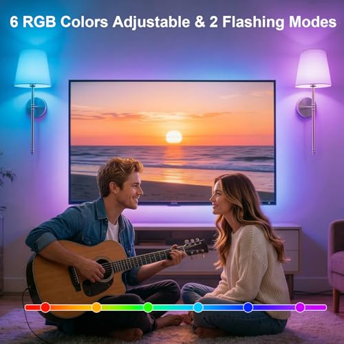 Image of Wall Sconces Set of Two, Battery Operated Rechargeable Wireless Sconces Wall Decor with Remote, RGB Dimmable Wall Lamp for Bedroom Living Room Hallway (Gold)