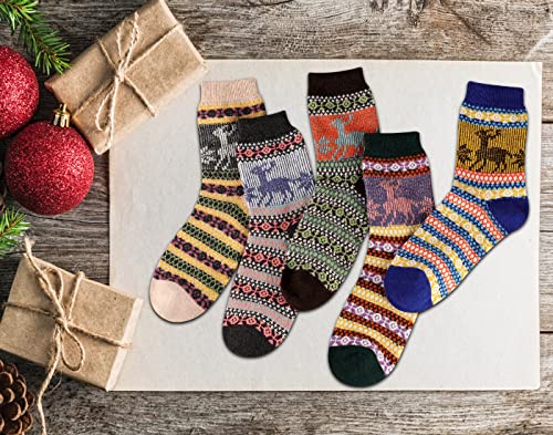 Image of Heatuff Women's Winter Wool Socks Warm Soft Full Cushion Crew Socks (5 Pairs)