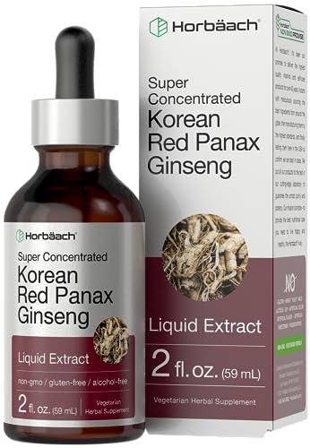 Horbaach Korean Red Ginseng | 2 fl oz Liquid Extract | Panax Ginseng | Vegetarian, Non-GMO, Gluten Free Supplement