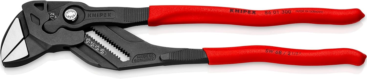 KNIPEX Tenaza llave alicate y llave en una sola herramienta Mangos plasticos por inmersión antideslizantes 300 mm, 86 01 300