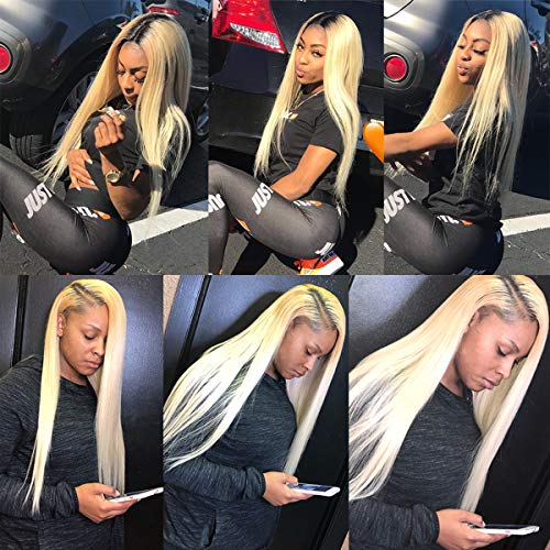 9A Water Wave Blonde Human Hair Lace Front Wigs 18Inch 13x6 Deep Part PrePlucked with Baby Hair Glueless Remy Hair Curly Wave Lace Frontal Wig Full End Lace Wigs #613 Color Human Hair Wigs for Women
