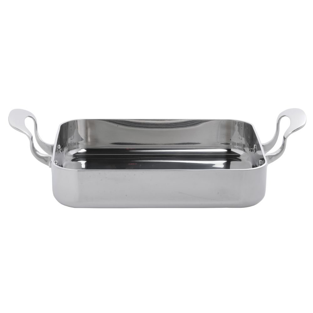 Roasting Pan Stainless Steel Pan - 11 1/2" L x 9 1/2" W x 2 3/8" H by HUBERT – Stainless Steel, Silver, Model 33597