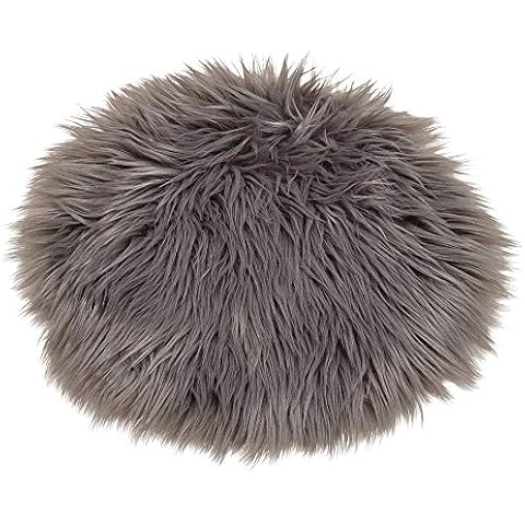 matches21 Grey Faux Fur Seat Cushion Cover