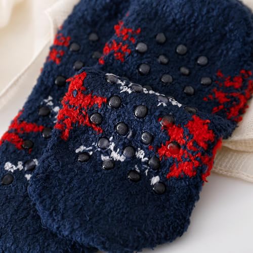 Image of SKOLA Cozy Winter Fuzzy Women Socks Grip Slippers Fluffy House Non Skid Microfiber Socks