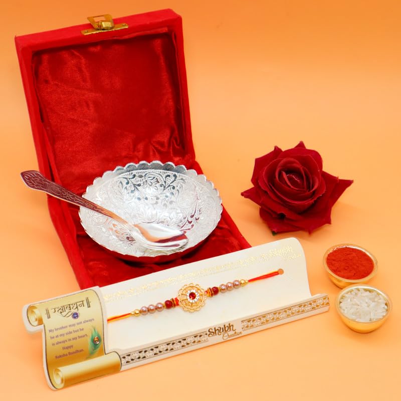 AC ANAND CRAFTS Premium Rakhi for Brother with Gift Silver Plated Bowl and Spoon Set with Red Velvet Box|Metal Bhaiya Rakhi with Roli Chawal for Bro, Brother, Bhai (B0C8V8WFPK) Amazon Price History, Amazon Price Tracker