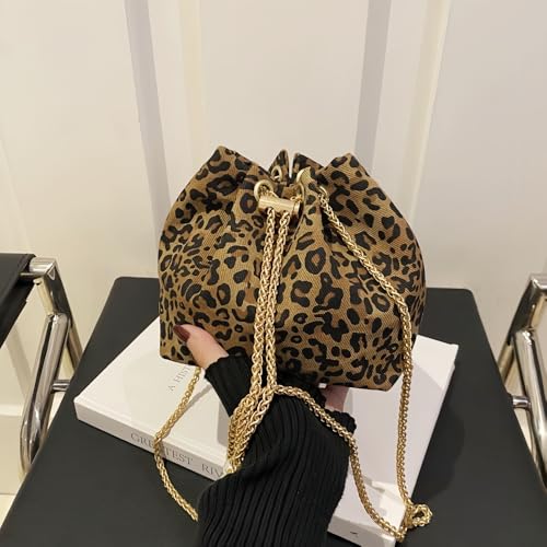 Mini Leopard Print Bucket Bag for Women, Small Crossbody Purse Cute Shoulder Bag Trendy Animal Print Handbag3
