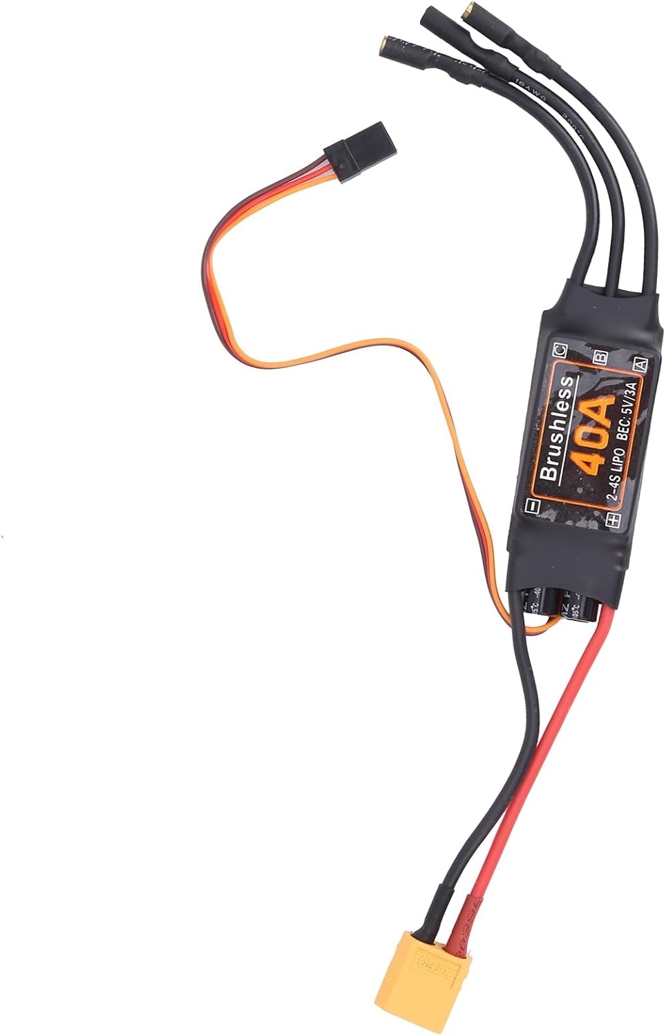 RC Brushless Speed Controller ESC Controller, 40A Brushless Motor Speed Controller Module, Brushless ESC 2-4S Speed Controller with 5V 3A BEC for Fixed Wing RC Drone Airplanes