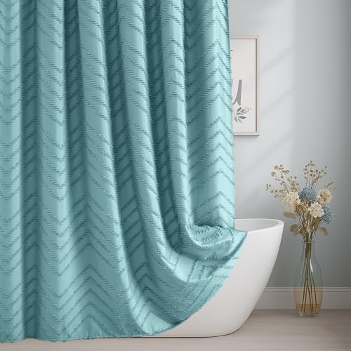 Teal Shower Curtain Boho Farmhouse Shower Curtain 72 x 72
