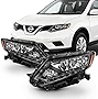 AKKON - Fits 2014-2016 Rogue 4Door [Halogen Models] Black Headlights Headlamps Driver Left + Passenger Right Pair 14 15 16