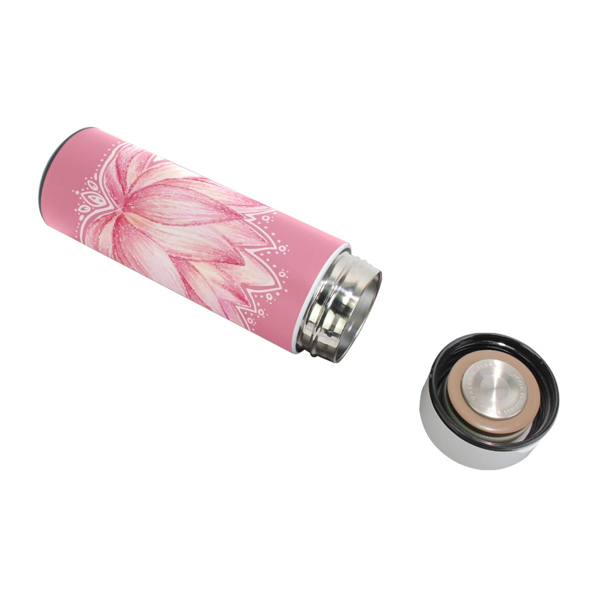 Borraccia Termica 500ml In Acciaio Inox Con Fiori Di Sakura - Doppia Parete Isotermica Per Bevande Calde E Fredde - Regalo Originale