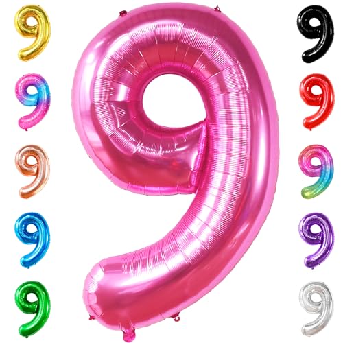 Image of KatchOn, Giant Hot Pink Number 9 Balloon- 40 Inch, 9th Birthday Decorations | Pink 9 Balloon Number For Pink Birthday Decorations, Foil 9 Birthday Balloon | 9th Anniversary Decoration | Pink Party Decor