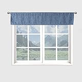 DecoHongDi 10 Inch Valance for Window Toppers,Linen Valances for Kitchen Window, Living Room,Bathroom,Basement,Blackout Small Curtain,10 Inch L by 52 Inch W,1 Pack,Denim Blue