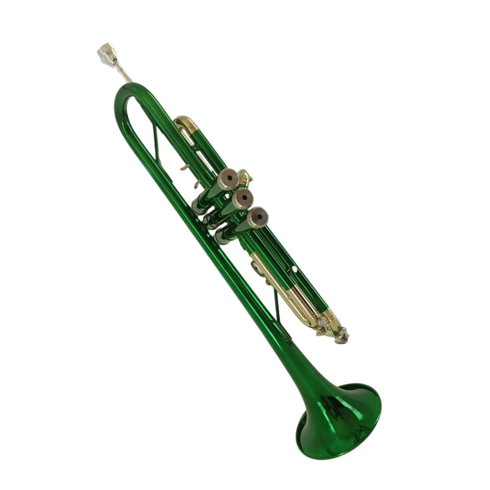Instrumento De Trompeta Estándar Tubo De Latón Con Llave Dorada Coloreada Para Trompeta Verde En Clave B Con Boquilla 7C Guantes Y Cepillo De Pistón