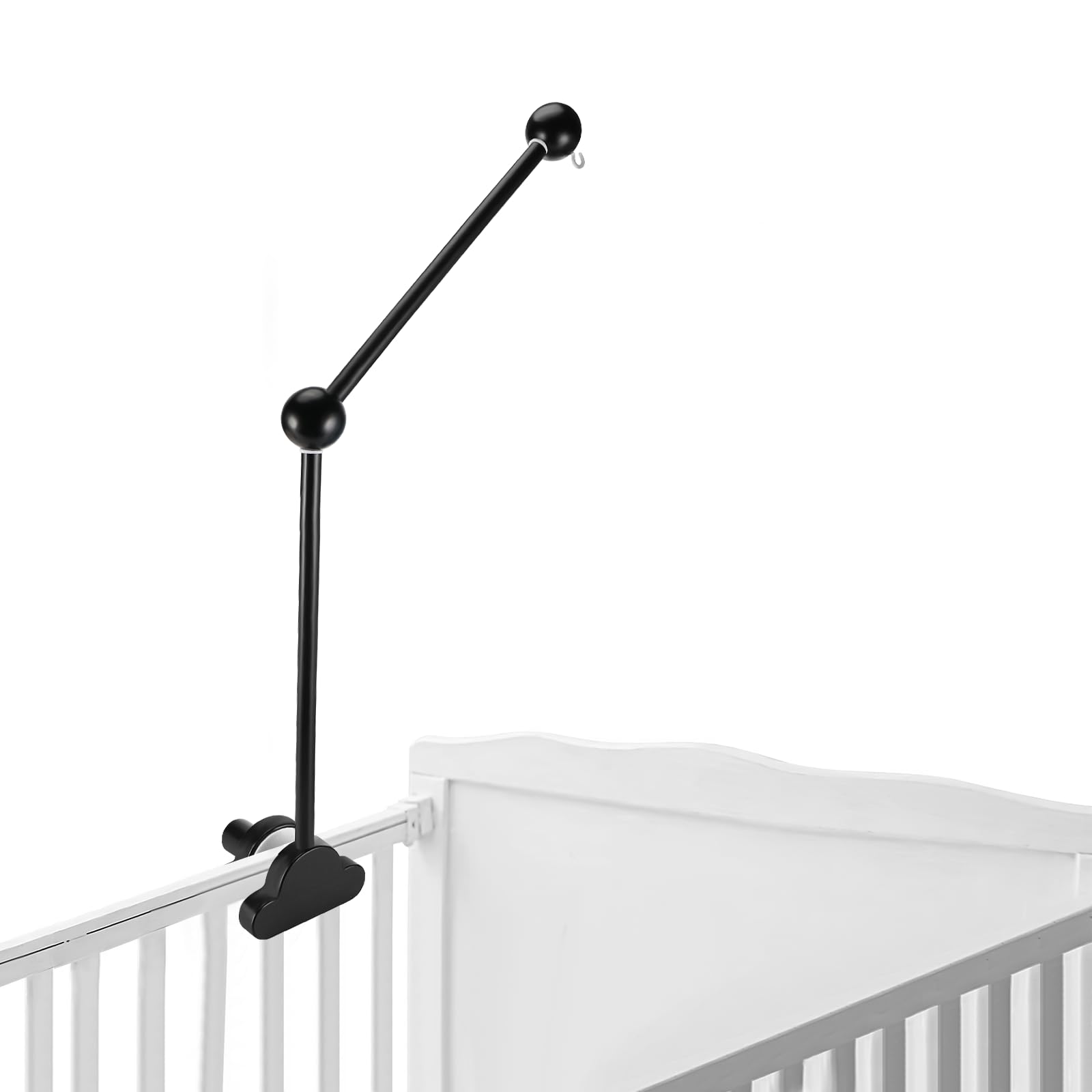 Baby Mobile Halterung für Babybett, Mobile Halterung Holz Wolken, abnehmbarer Baby-Mobile-Aufhänger, höhenverstellbar, für Aufhängung Windspiele Bettglocke, Baby Bett Spielzeuge (Schwarz)