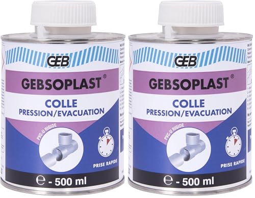 Colle GEBSOPLAST Gel PVC-U GEB anti fuite pour canalisation pression rigide évacuation pot 500ml lot de 2