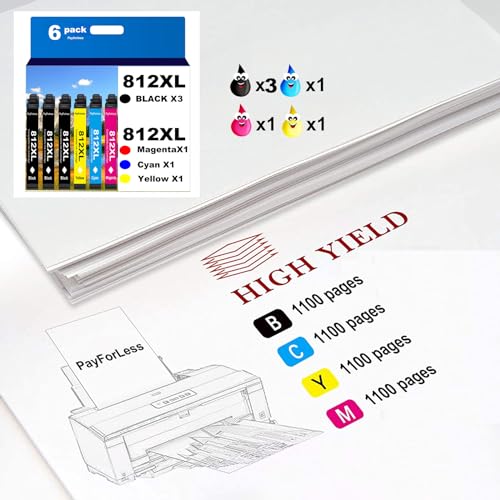 812XL Remanufactured for Epson 812XL Ink cartridges Combo Pack for Epson 812 T812 XL for Epson Workforce Pro WF-7840 WF-7820 WF-7310 EC-C7000 Printer (812XL 6 Pack 3 Black 1 Cyan 1 Magenta 1 Yellow) - Image 4
