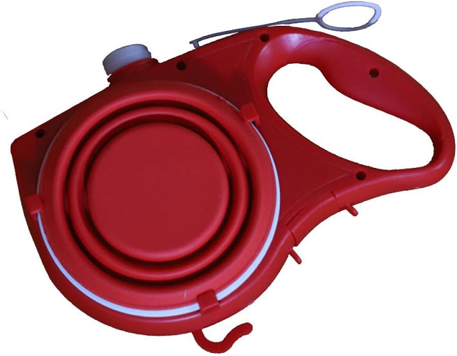 Automatic Dog Leash Lead Red Durable Dog Leash Automatic Retractable Nylon Dog Leash with Water Bottle Bowl Extending Puppy Walking Leads