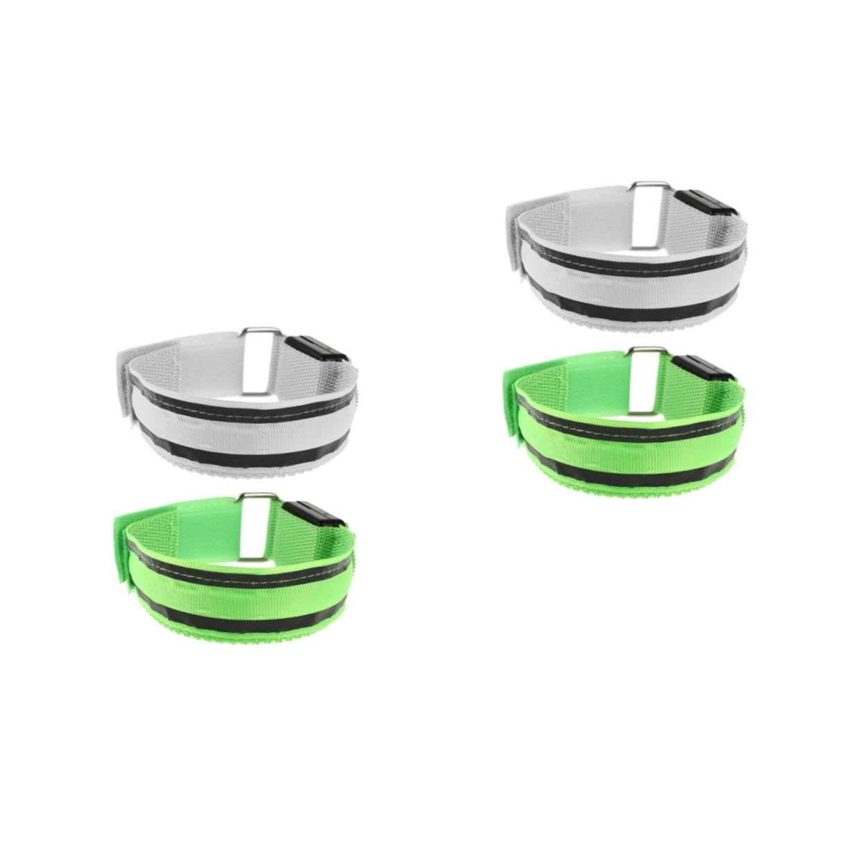 ifundom 2sets LED Luminous Armband Adjustable Safety Wristbands for Night Running Cycling Outdoor Sports High Visibility Glow The Dark Arm Straps for Enhanced Safety 2pcs*2