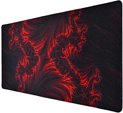 Gaming Mouse Pad, veecom Red Large Gaming Mouse Pads 31.5Ã—15.75In, Big Mouse Pad XL with Non-Slip Base, Computer Extended Keyboard Mouse Pad Desk Pad, Flame Pattern