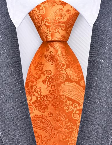 Image of GUSLESON 3.15 inch(8cm) Fashion Paisley Ties Mens Woven Jacquard Necktie for Wedding