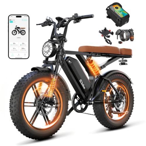 Image of TS TST GRP LLC Electric Bike for Adults, Peak 1500W Motor Retro Ebike,48V 15Ah Removable Battery,Range 65Miles,20 inchx4 inch Fat Tires,Full Suspension E Bike for City Commuting,Off-Road