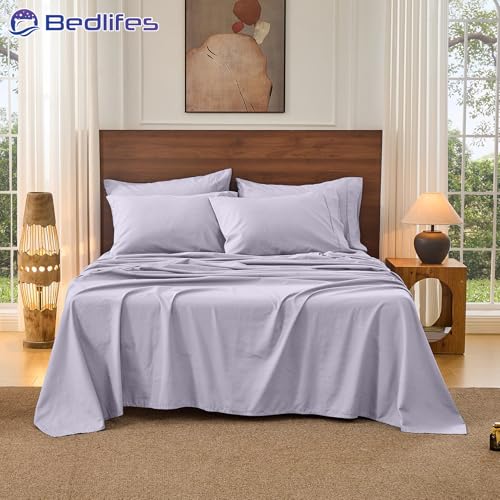 Image of Bedlifes 100% French Linen King Bed Sheet Set - 16 inch Deep Pocket, 4-Piece | Soft & Durable, Breathable & Cooling, Pure Flax Linen, OEKO-TEX Certified, Moisture-Wicking, Easy Care, Machine Washable
