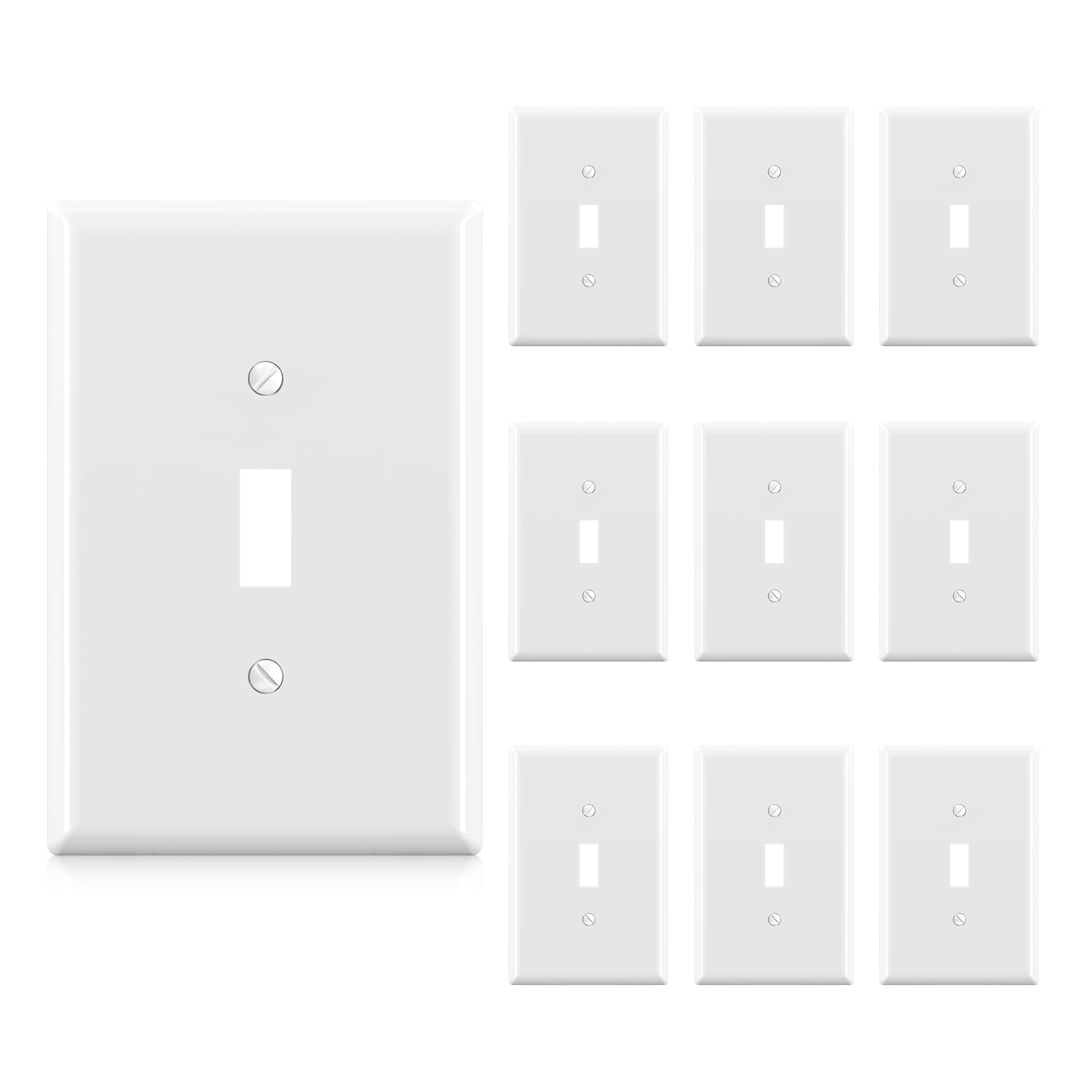 Plaque murale interrupteur incassable lot de 10 grande taille blanc brillant
