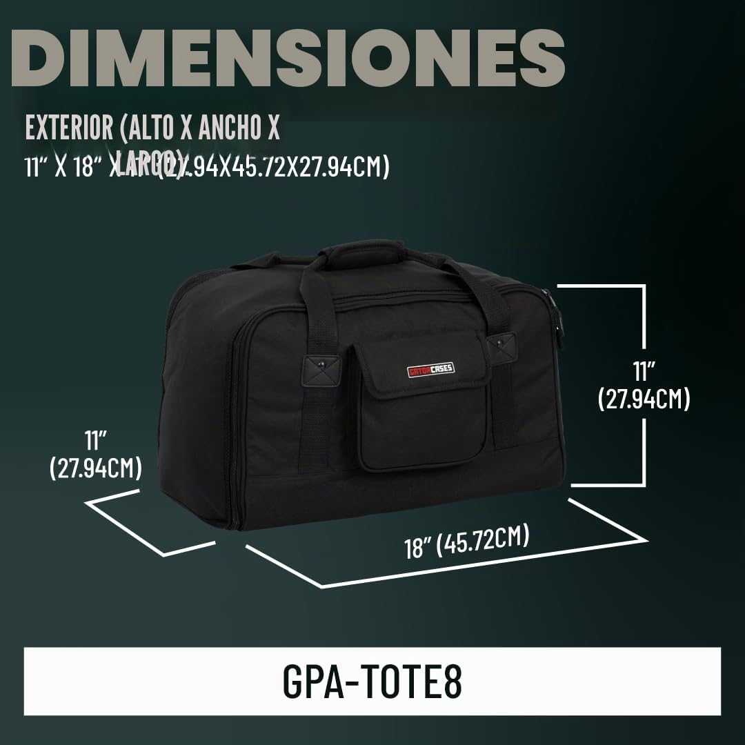 Gator Cases Bolsa de Altavoz de Alta Resistencia para Altavoces compactos de 8"; se Adapta a QSC K8, Yamaha DXR8 y más (GPA-TOTE8)