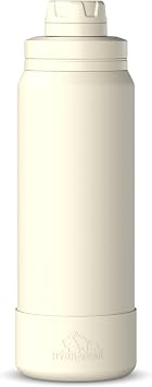 Hydrapeak 26 oz Sports Water Bottle with Chug Lid, Leakproof Stainless Steel, Cup Holder Friendly, Double Wall Vacuum Insulated Reusable, Keeps Drinks Cold for 24 Hours Ivory