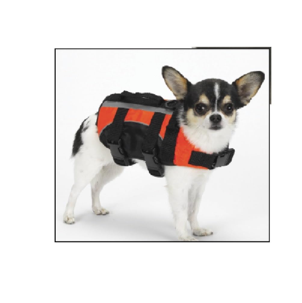 Dogs Need Safety Vests Too Orange Aquatic Pet Preservers Life Jacket Boating Water Safety (XXSmall)