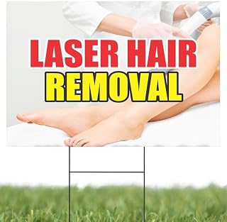 Laser Hair Removal | Full Color Sidewalk Display Sign Board with Metal Ground Stakes | 24" W x 18"H